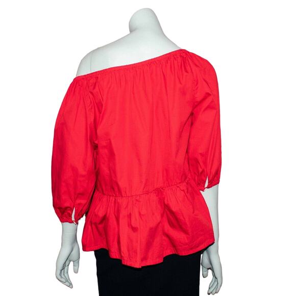 Women's Off-Shoulder Red Blouse - Picture 4 of 7